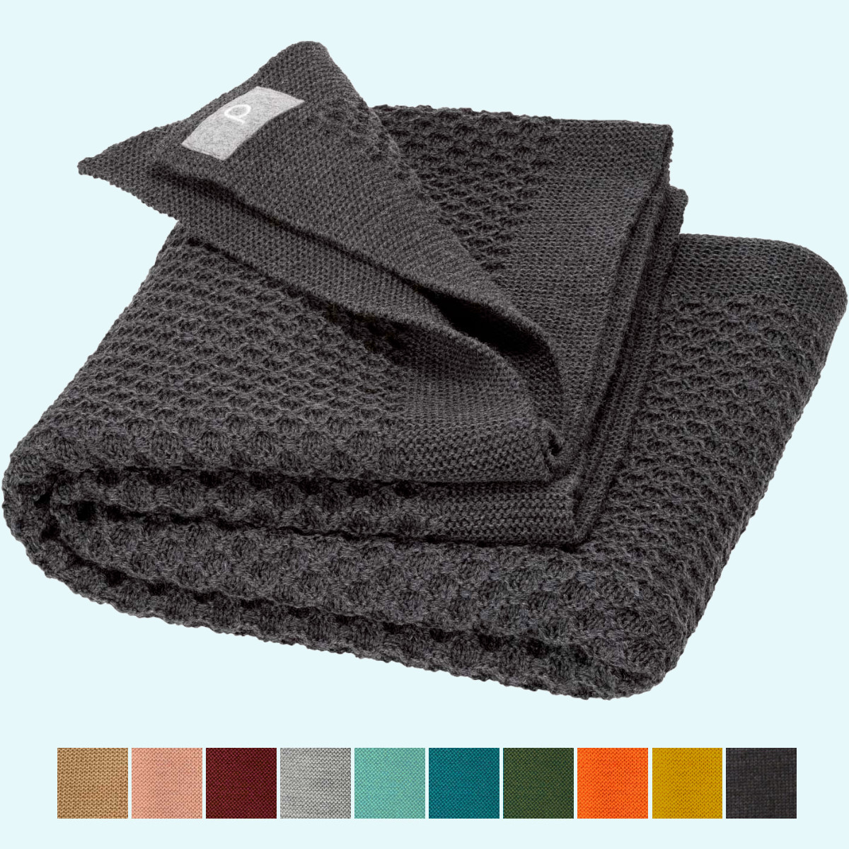 Warme disana Strick-Kuscheldecke für Erwachsene Merino-Schurwolle Große warme disana Erwachsenen Waben-Strick-Kuscheldecke 135x200 aus BIO merino Schurwolle - Winter-Decke GOTS