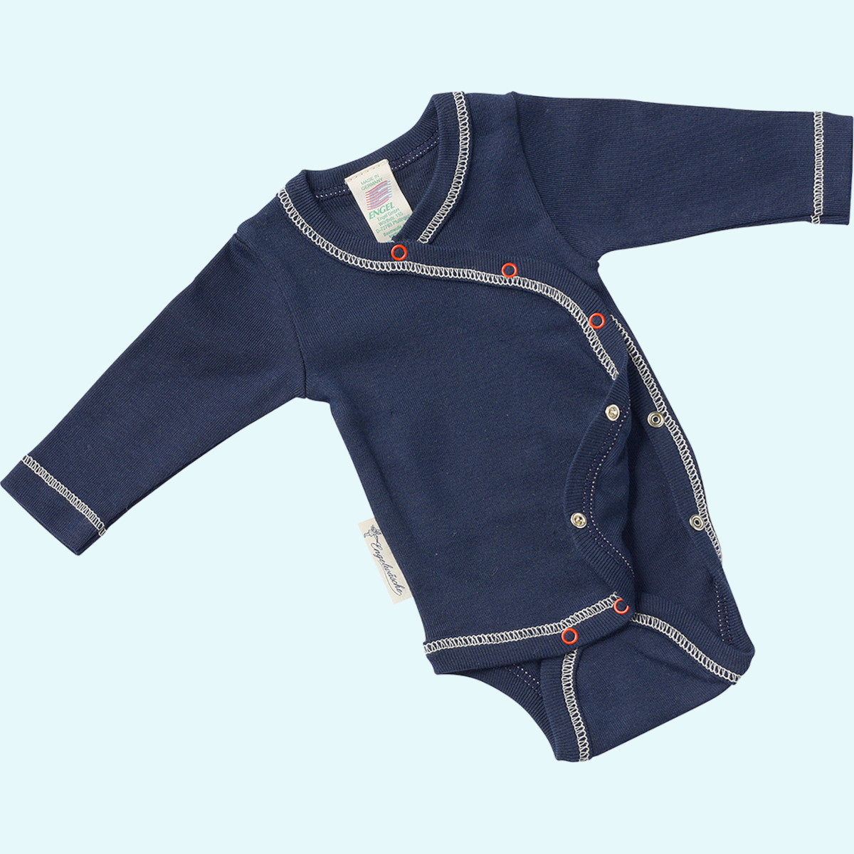 SALE - Frühchen & Baby Wickelbody langarm BIO Baumwolle Engel 44 & 50 SALE - Frühchen & Baby langarm Wickelbody natur & indigo von Engel in Größe 44 & 50 aus BIO Baumwolle für den Sommer IVN BEST