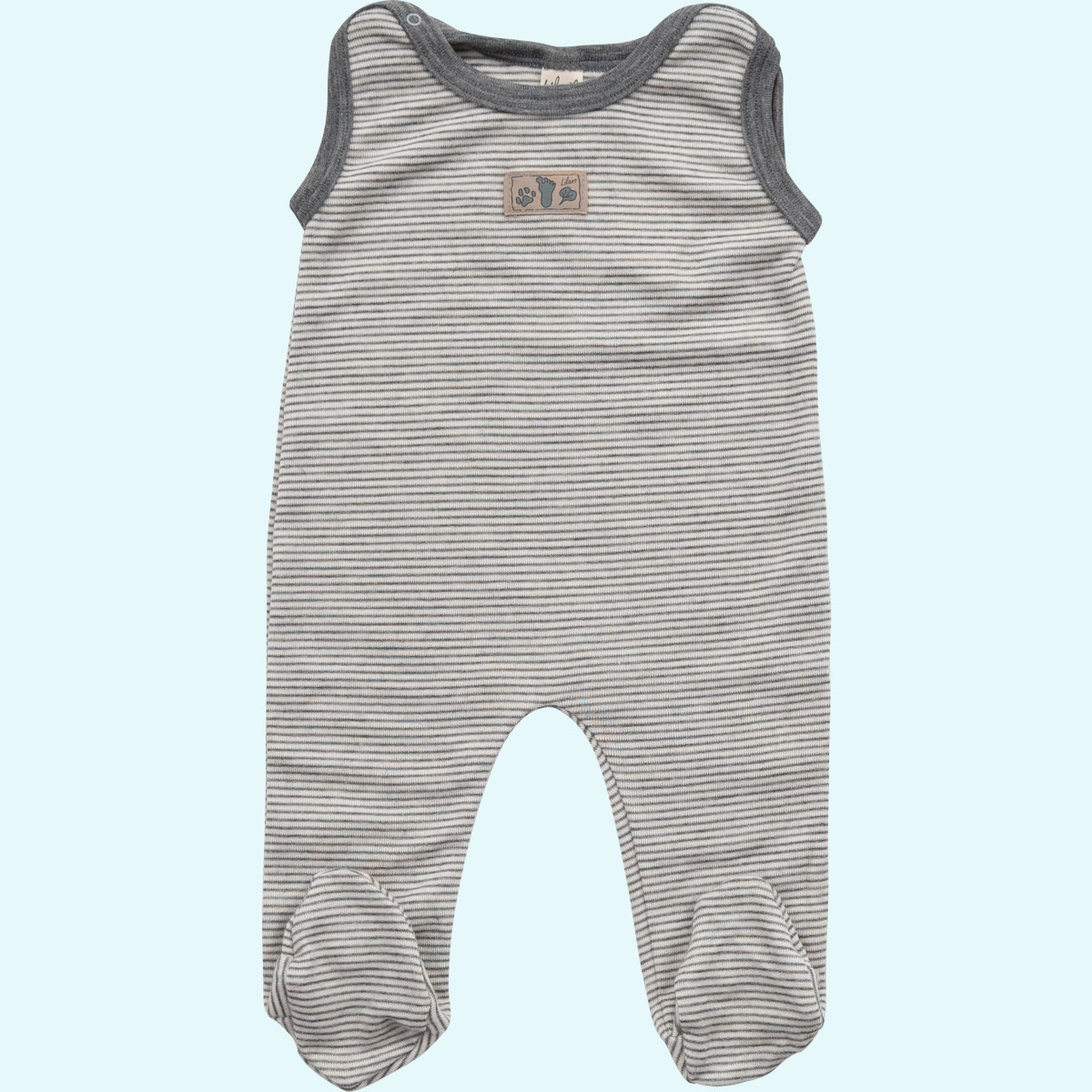 Baby Strampler aus Wolle Seide von lilano Baby Strampler mit Fuß Wolle Seide farbig geringelt GOTS