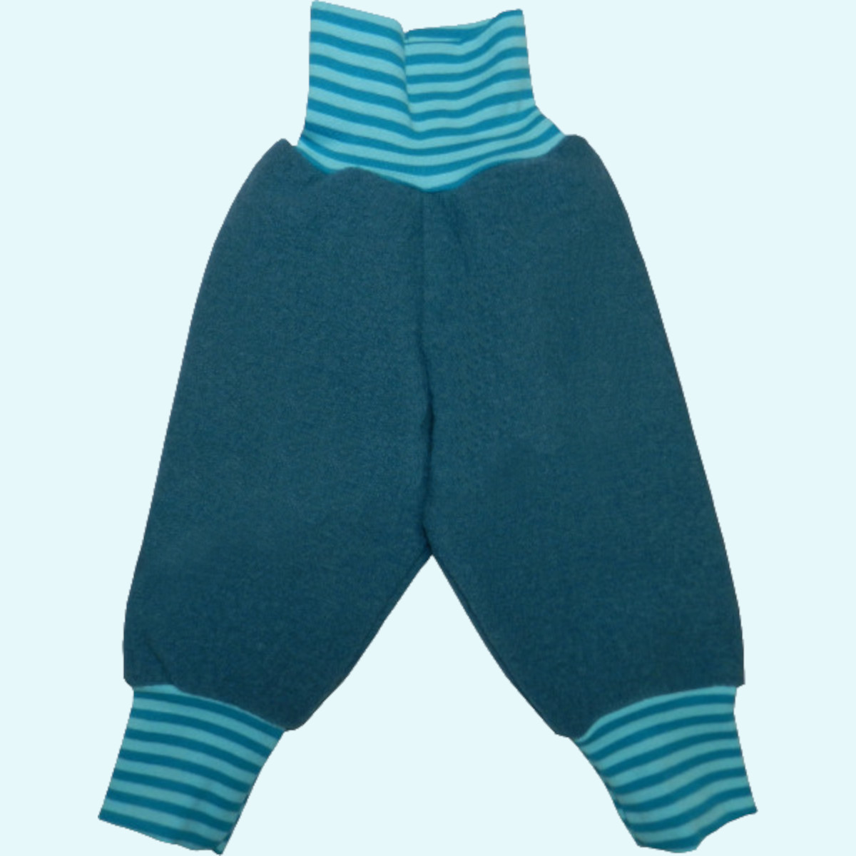 Warme Wollkids Kinder Wollwalk Hose mitwachsend mit Nabelbund blau Warme Wollkids Baby & Kinder Wollhose mitwachsend mit Nabelbund aus 100% Wollwalk für den Winter in blau