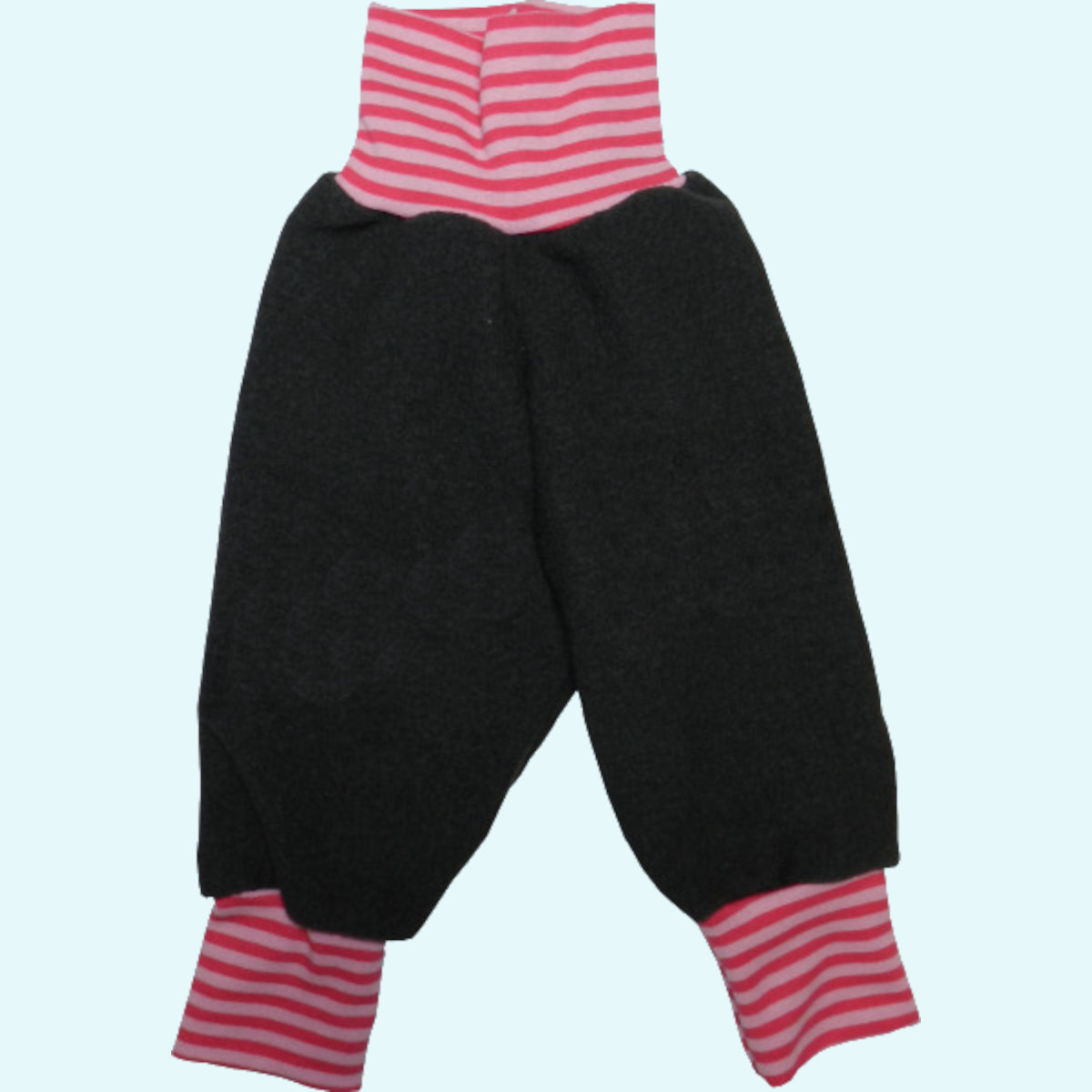 Warme Wollkids Mädchen Hose mit Nabelbund 100% Wollwalk anthrazit/rosa Warme Wollkids Baby & Kinder Winter Hose mit Nabelbund aus 100% Wollwalk für Mädchen - Farbe anthrazit/rosa