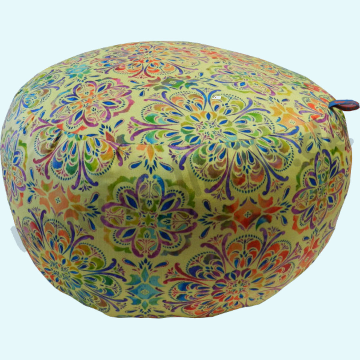 Wollkids Sitzkissen-Pouf rund 40cm in gelb Mandala - Baumwolle & Wollwalk Wollkids Kinder & Erwachsenen Sitzkissen-Fußkissen-Pouf rund 40cm in gelb-Mandala aus Bio Baumwolle & Wollwalk
