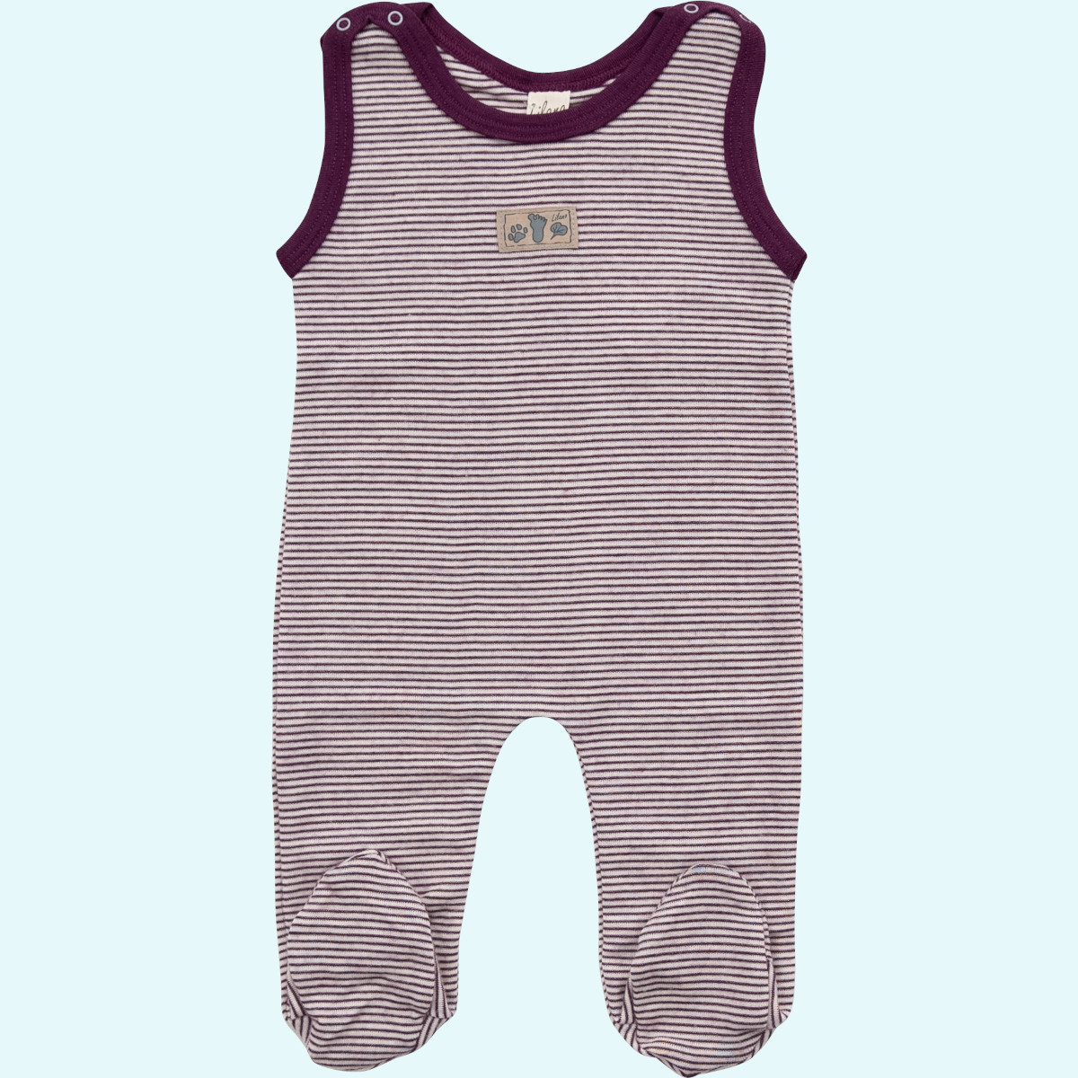 Baby Strampler aus Wolle Seide von lilano Baby Strampler mit Fuß Wolle Seide farbig geringelt GOTS