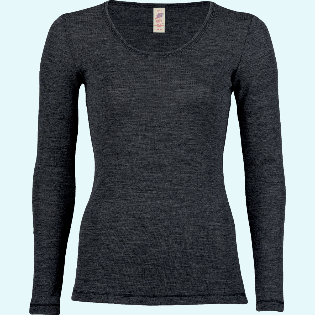 Damen Shirt langarm Wolle Seide basalt GOTS