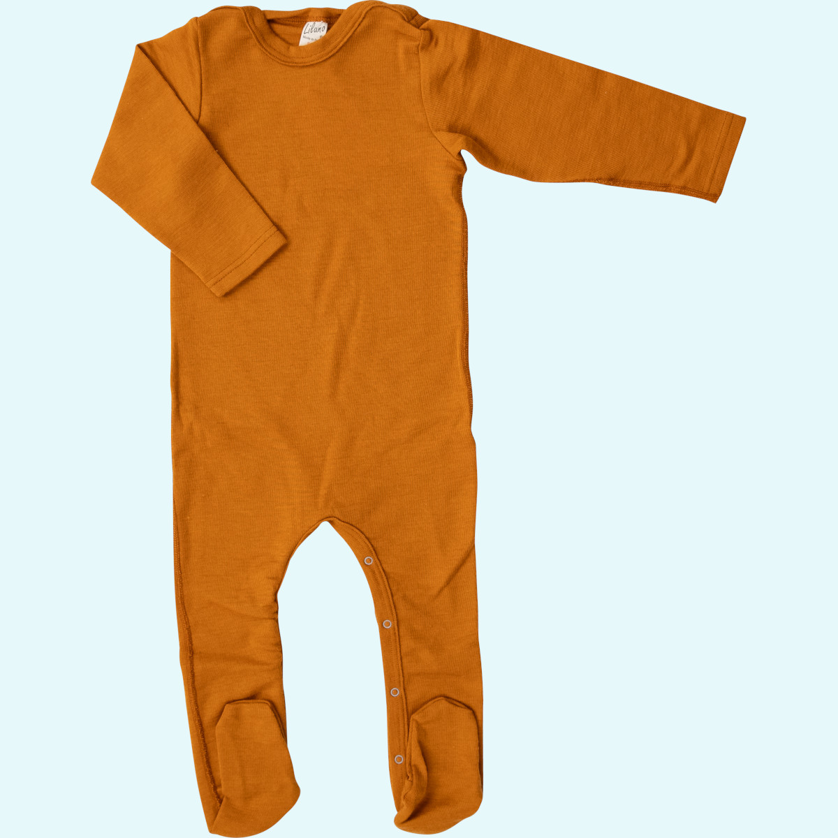 Schlafanzug aus Wolle Seide für Babys Baby Overall Schlafanzug mit Fuß Wolle Seide langarm farbig uni GOTS