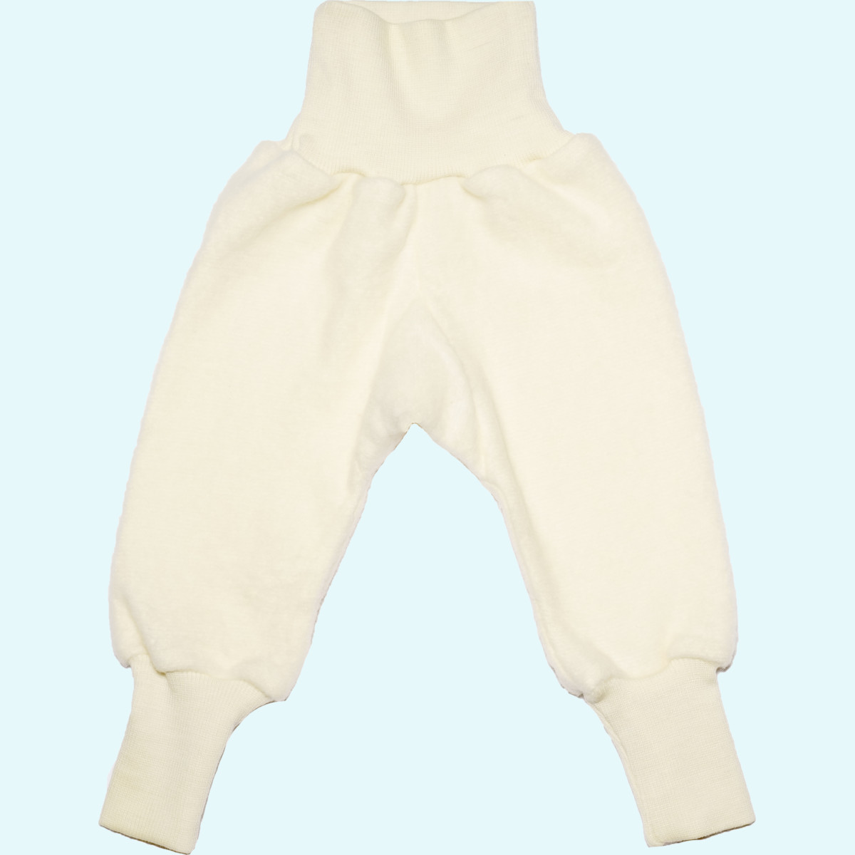 Kuschelige Baby Pumphose aus Wollfleece von Cosilana natur Wollfleece Hose mit hohem Bund/Pumphose natur für Babys & Kinder mitwachsend von Cosilana aus BIO merino Schurwolle & Baumwolle - ideal im Winter & für empfindliche Haut GOTS