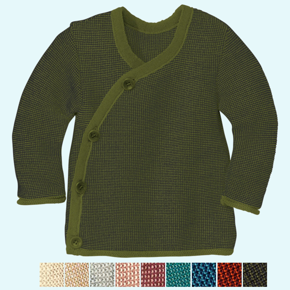 Dicke warme disana Baby Wickel-Strickjacke aus Merinowolle Kuschelwarme disana Baby Melange-Jacke/Strickjacke/Wickeljacke aus kbT merino Schurwolle auch als dicker Winter Wickel-Pullover GOTS
