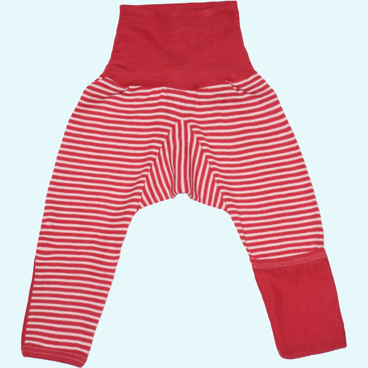 Weiche Cosilana Babyhose mit hohem Bund aus Wolle Seide Baby Pumphose - Babyhose mit hohem Nabel-Bund & Beinumschlag mitwachsend geringelt von Cosilana aus BIO merino Schurwolle/Seide - ideal im Winter GOTS