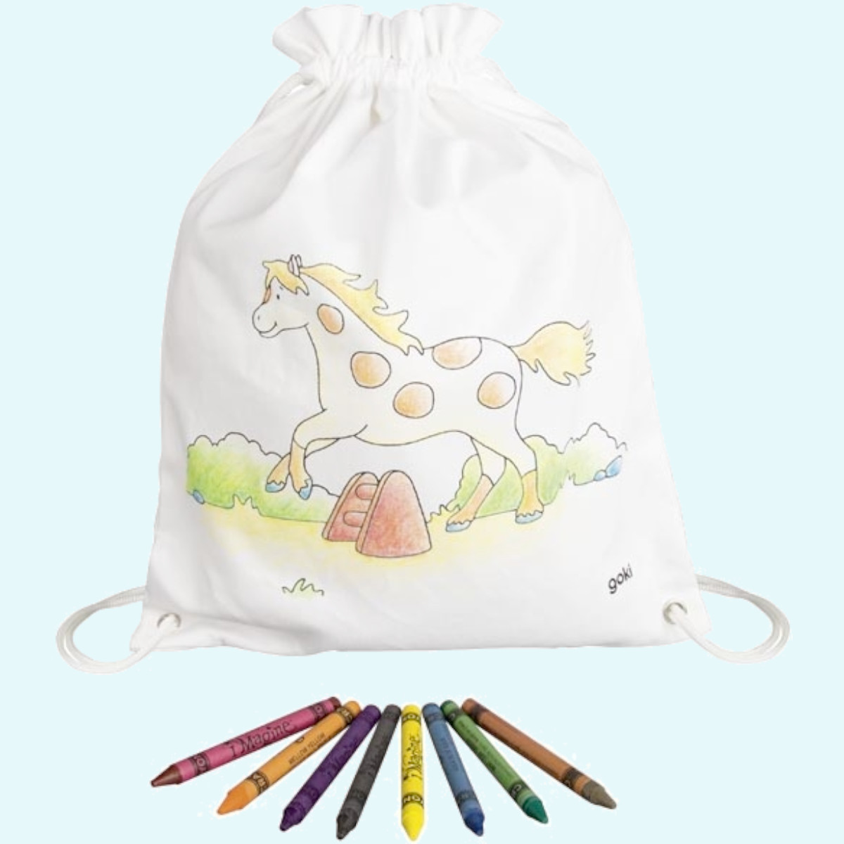 Turnbeutel aus Baumwolle zum Bemalen mit Stiften - Goki natur mit Motiv Kinder Turnbeutel aus Baumwolle zum Bemalen mit Stiften von Goki - natur mit Motiv