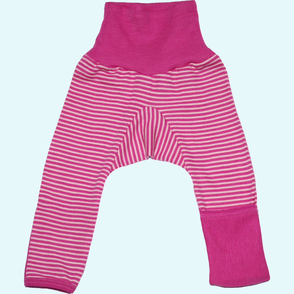 Weiche Cosilana Babyhose mit hohem Bund aus Wolle Seide Baby Pumphose - Babyhose mit hohem Nabel-Bund & Beinumschlag mitwachsend geringelt von Cosilana aus BIO merino Schurwolle/Seide - ideal im Winter GOTS