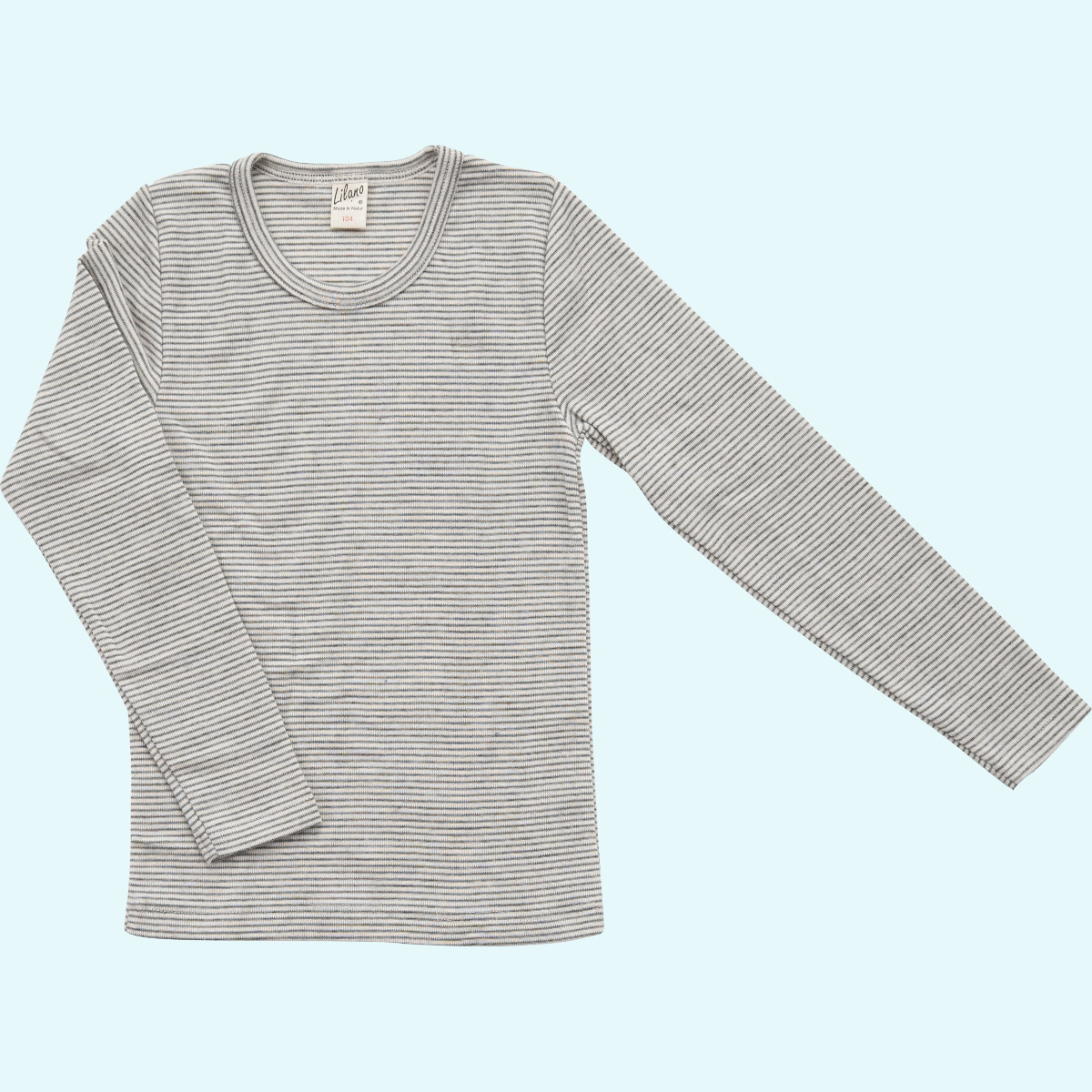 Wolle/Seide Shirt für Kinder von Lilano Kinder Shirt - Pulli Wolle Seide Langarm farbig geringelt GOTS