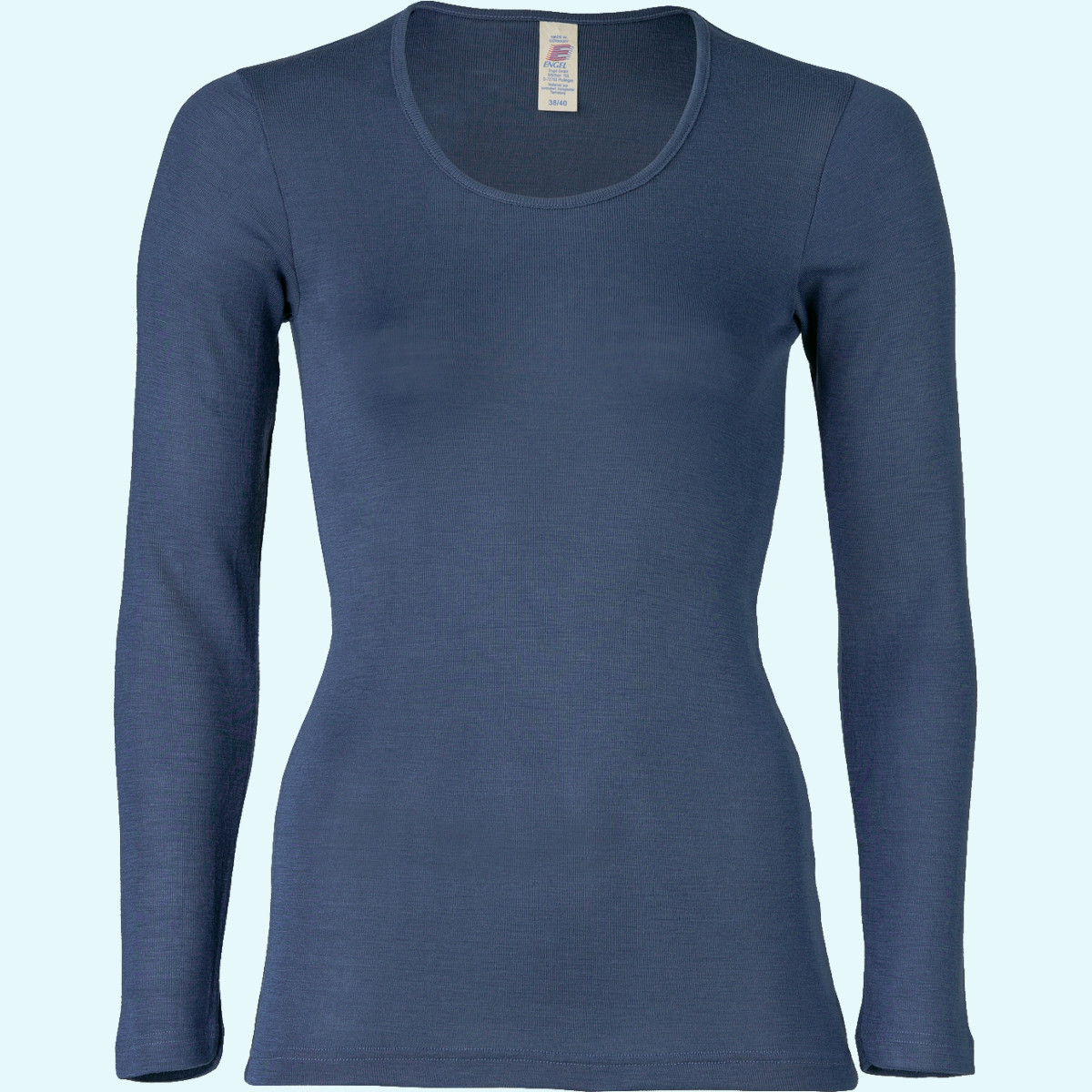 Damen Shirt langarm Wolle Seide farbig uni GOTS