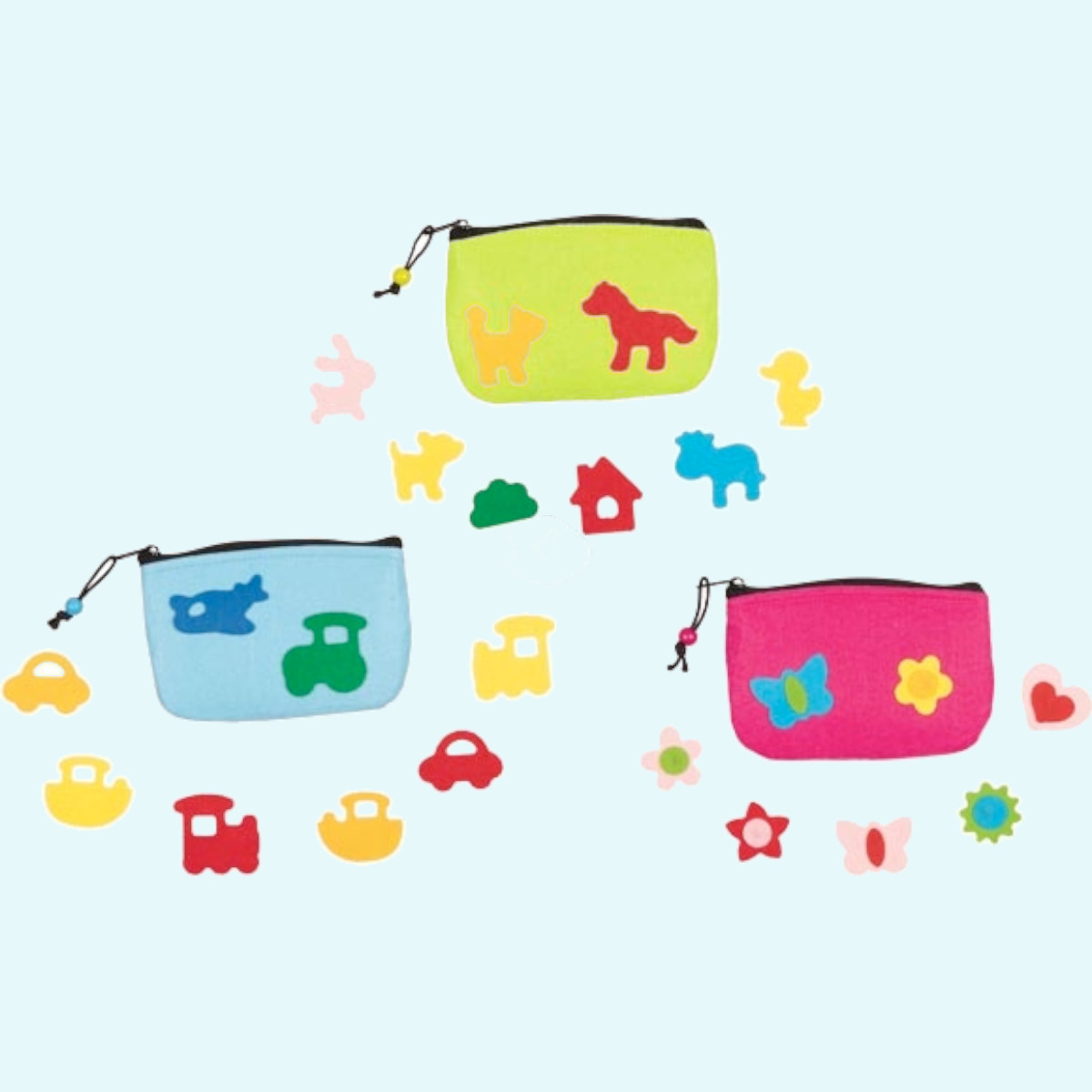 Süße kleine Filztasche für Kinder mit Motiven zum Aufkleben von Goki Süße kleine Filztasche für Kinder mit Motiven zum Aufkleben von Goki