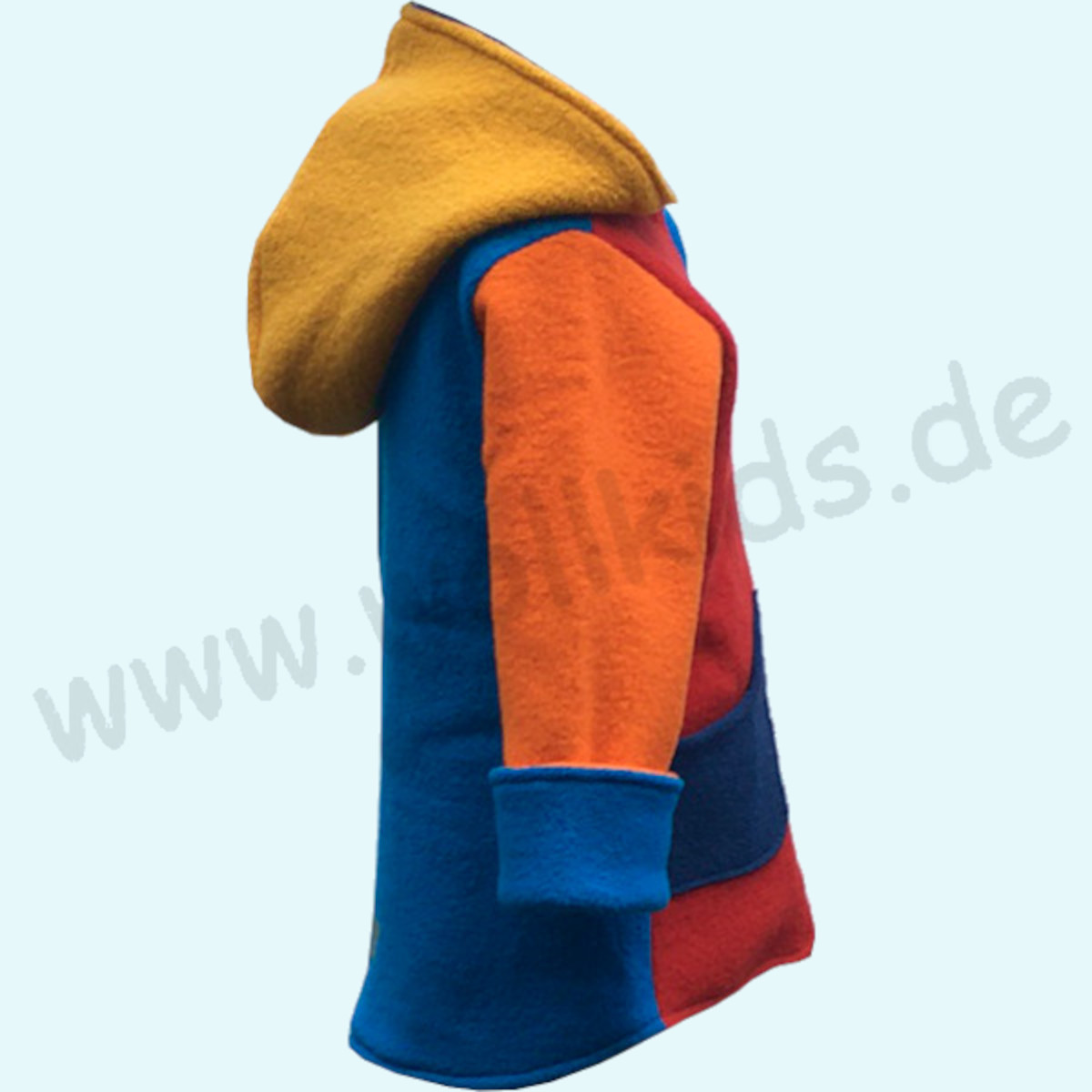 Kinder Walkjacke doubleface aus 100% Schurwolle - Wollkids bunt Doubleface Walkjacke für Kinder aus 100% Schurwolle von Wollkids - Farbe bunt