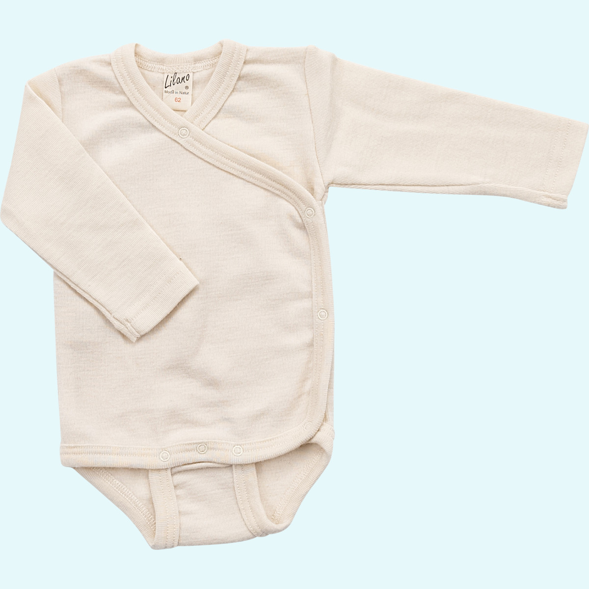 Baby Wickelbody Wolle Seide Langarm natur GOTS