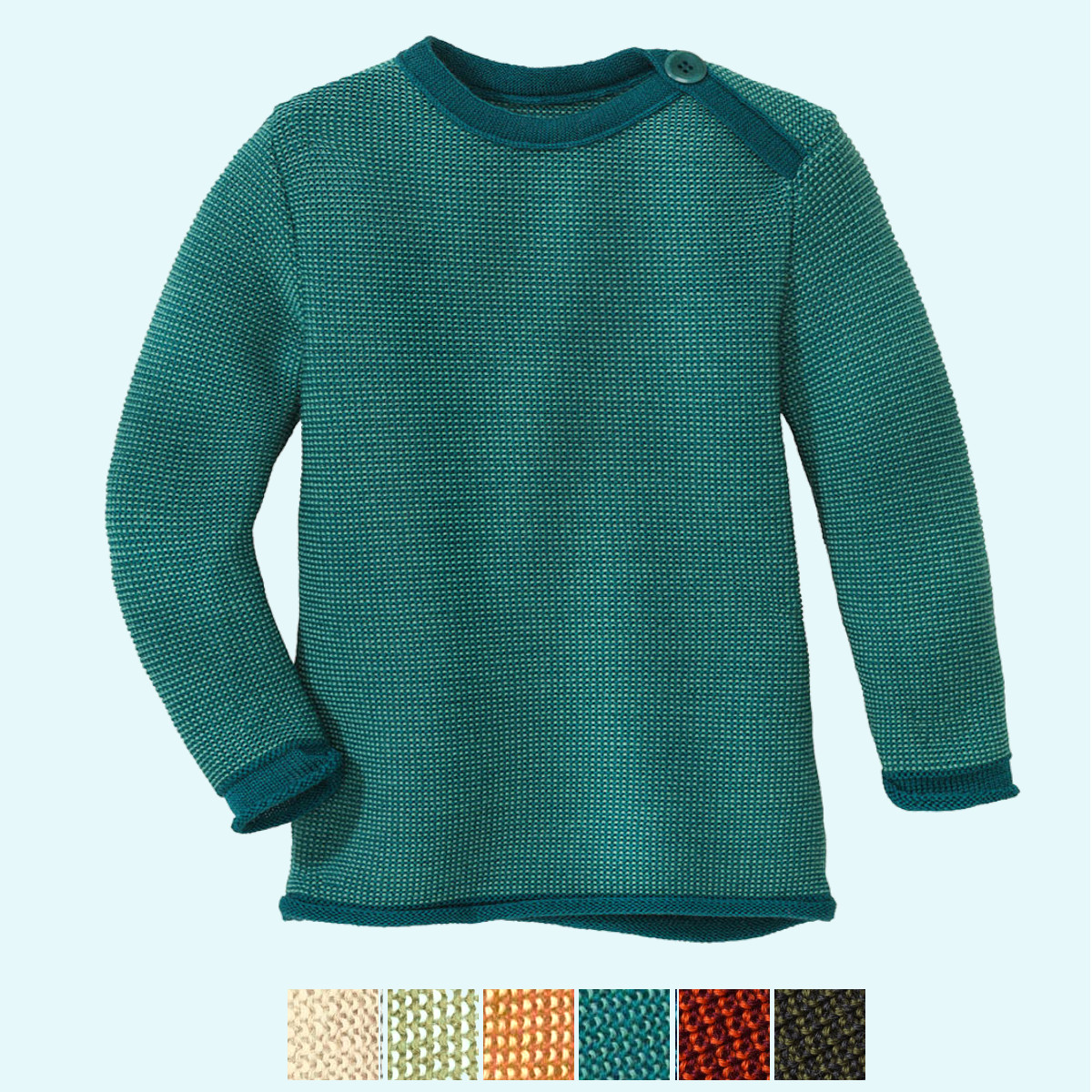 Warmer disana Baby Strick-Pullover aus Merinowolle SALE: Kuschelweicher, warmer Baby Melange-Pullover Strickpullover Wollpullover aus kbT merino Schurwolle