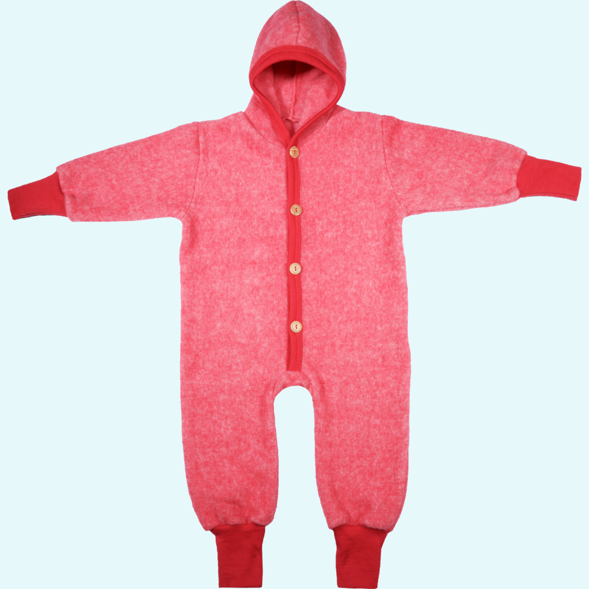 Flauschiger Wollfleece Overall für Babys von Cosilana Wollfleece Winter Overall für Babys mitwachsend mit Kapuze von Cosilana aus BIO merino Schurwolle & Baumwolle - ideal für empfindliche Haut GOTS