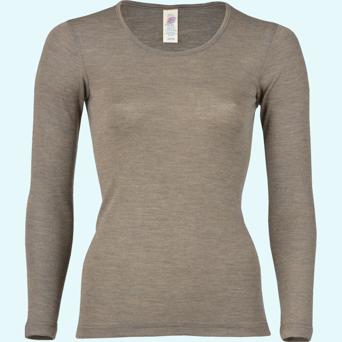 Damen Shirt langarm Wolle Seide farbig uni GOTS