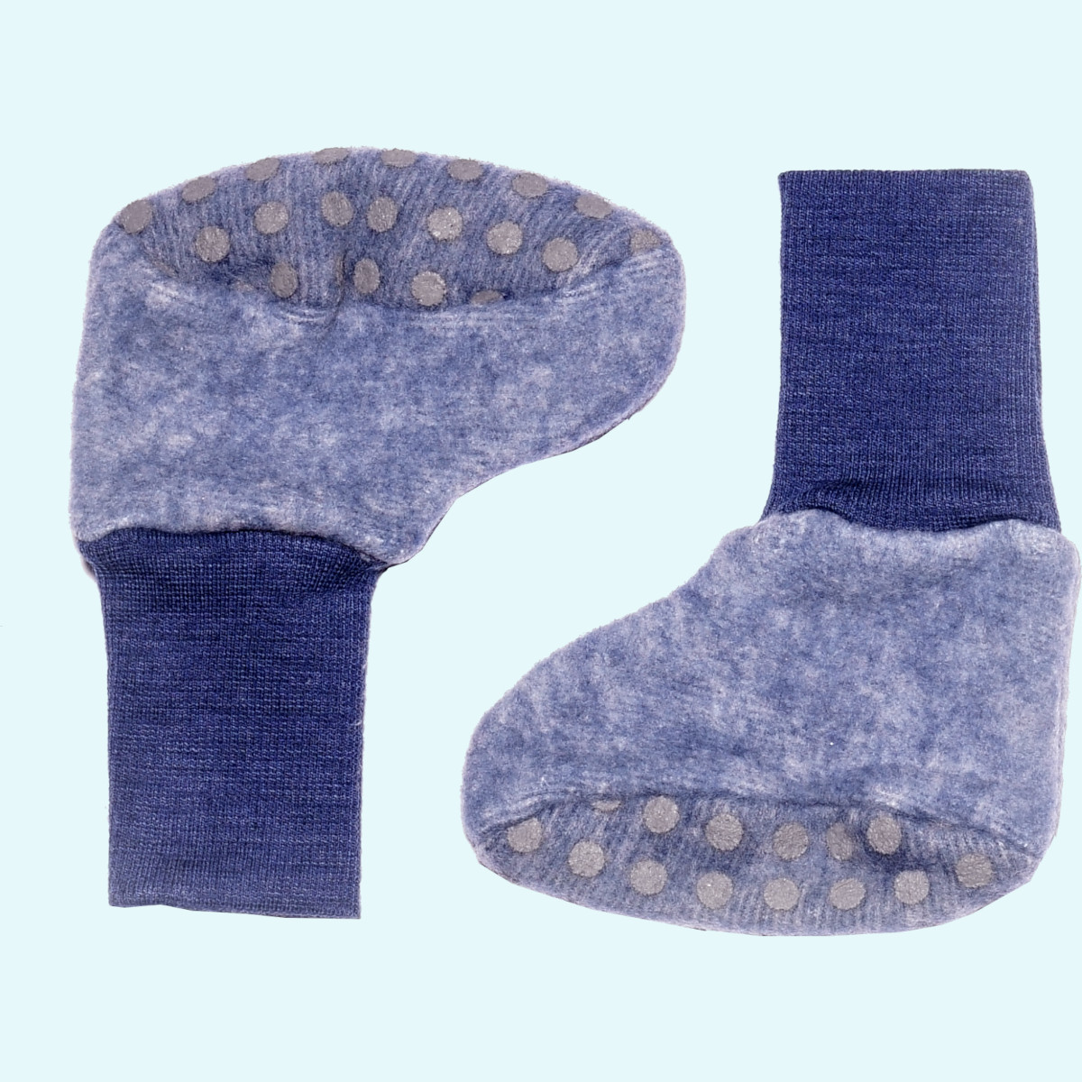 Süße Baby Schühchen aus Wollfleece von Cosilana Warme Winter Wollfleece Baby Schuhe - Babyschühchen mitwachsend mit Anti-Rutsch-Noppen von Cosilana aus BIO merino Schurwolle & Baumwolle GOTS