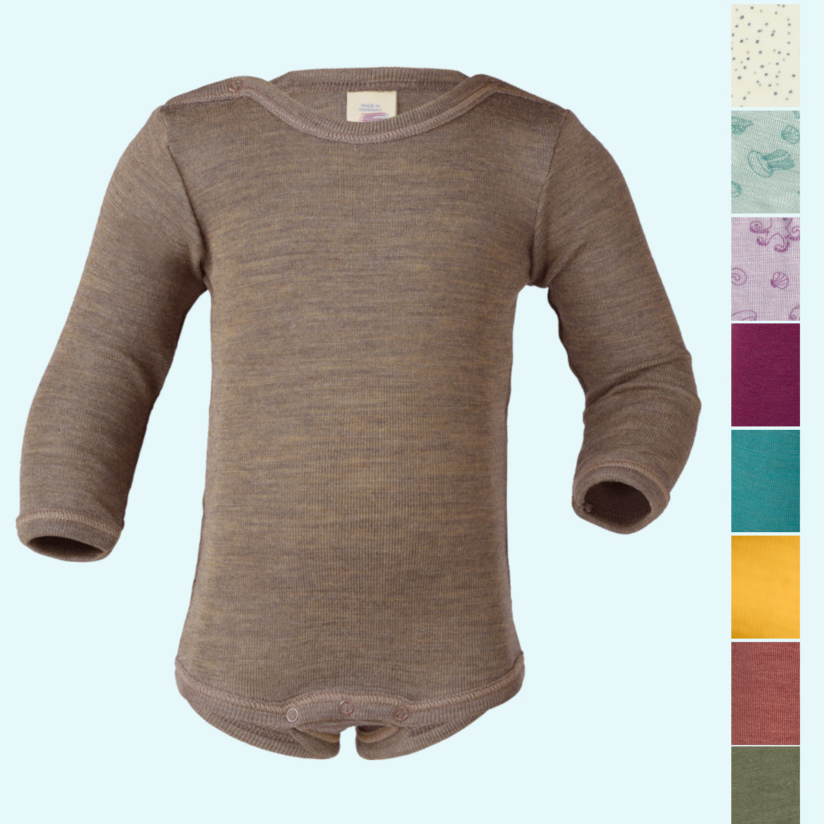 Baby Body langarm Wolle Seide farbig GOTS
