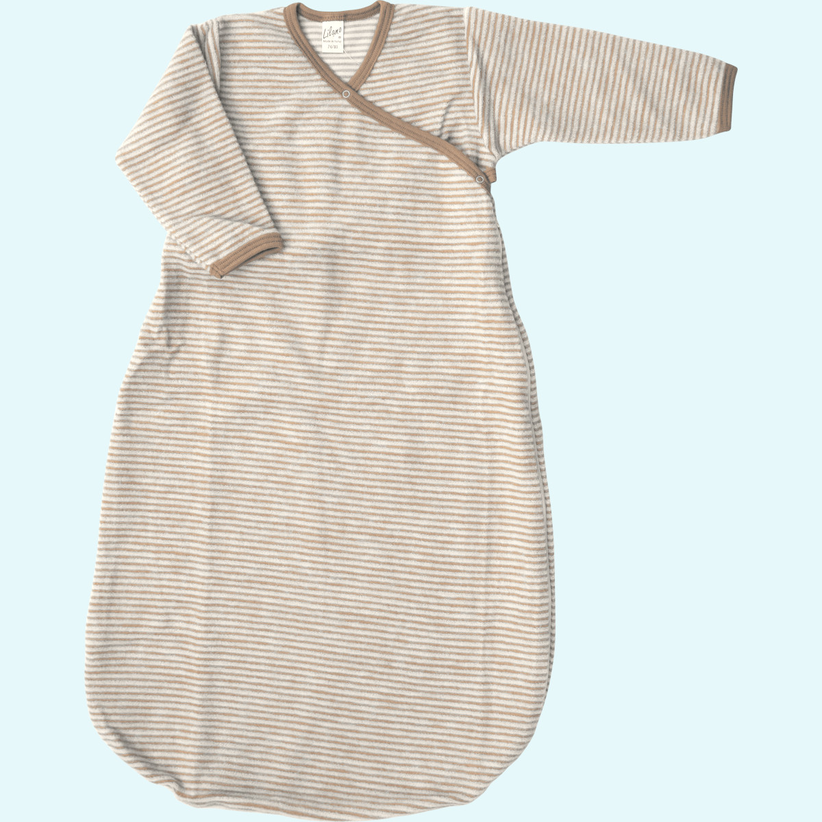 Kuscheliger Lilano Baby Wickelsack merino Schurwoll-Frottee-Plüsch Dickes, weiches Lilano Baby Wickelsäckchen langarm aus BIO merino Schurwoll-Frottee-Plüsch