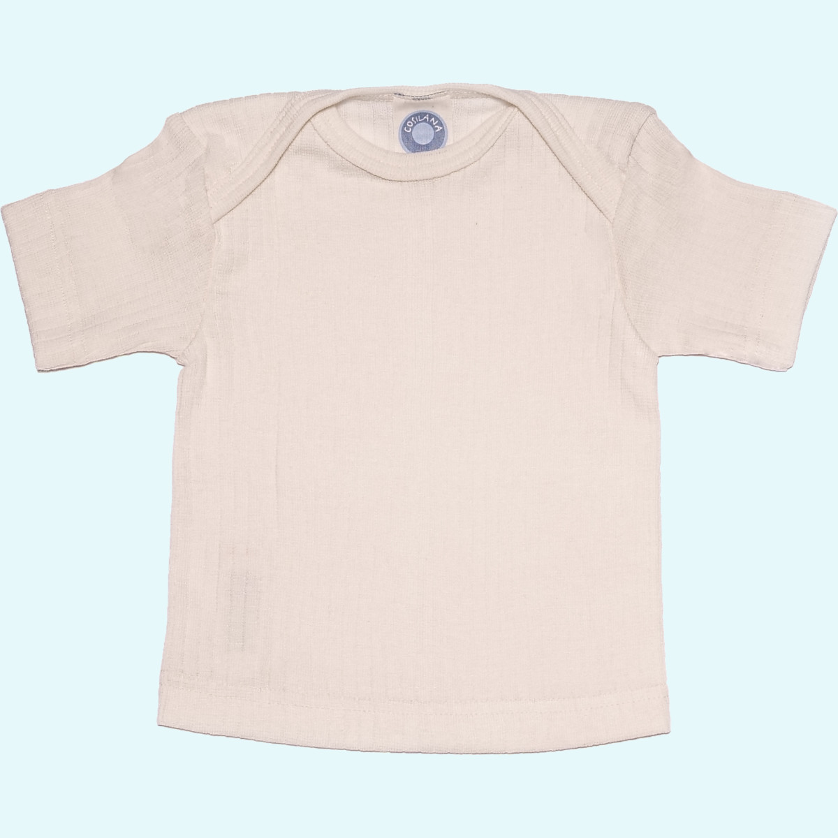 Baby Schlupfhemd kurzarm aus Wolle-Seide-Baumwolle - Cosilana natur Kurzarm Baby Schlupfhemd aus Wolle-Seide-Baumwolle von Cosilana - Farbe natur