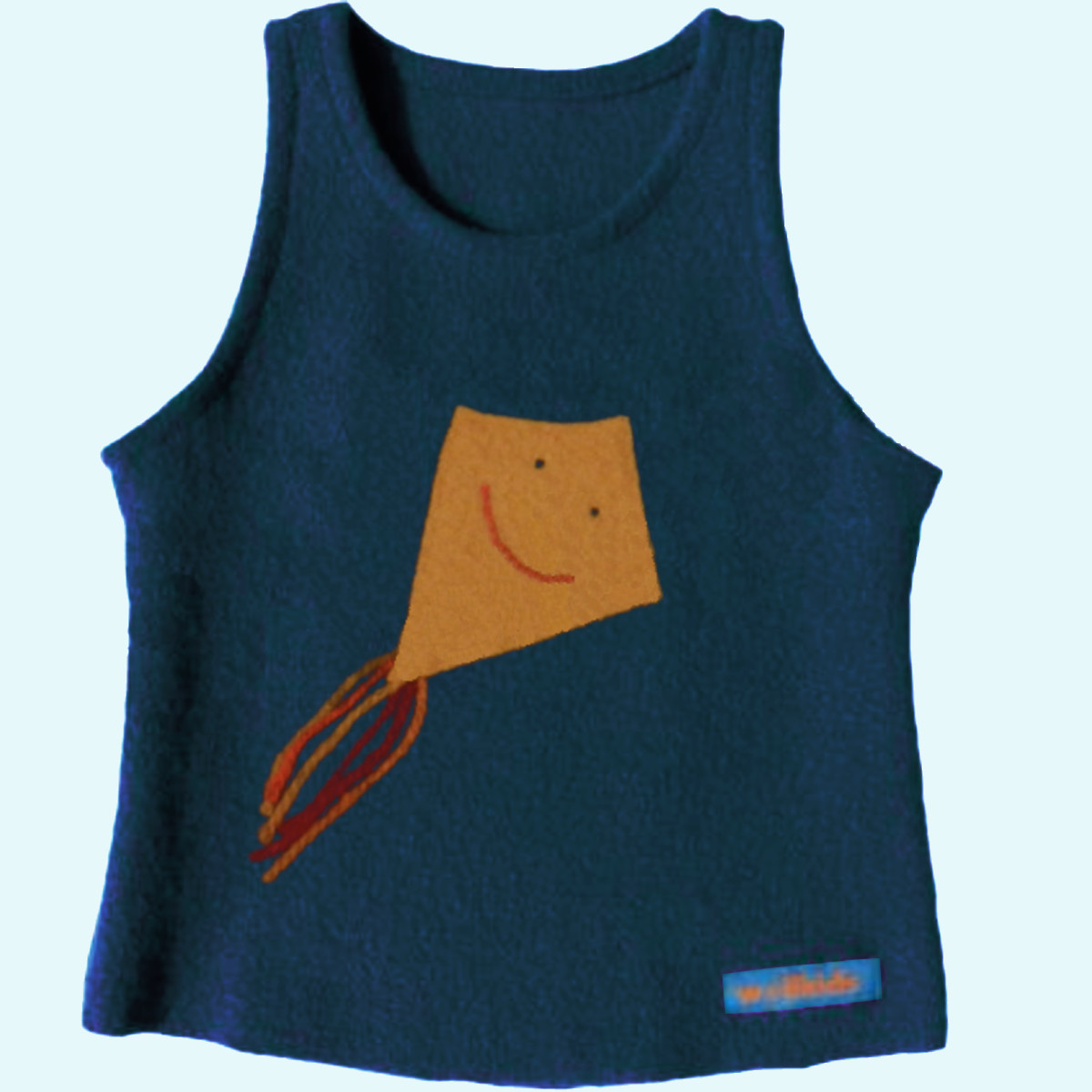 Wollkids Kinder Pullunder aus 100% Wollwalk blau Motiv Drachensteigen Wollkids Baby & Kinder Winter Pullunder Weste aus 100% Wollwalk ohne Reißverschluss blau mit Motiv Drachensteigen