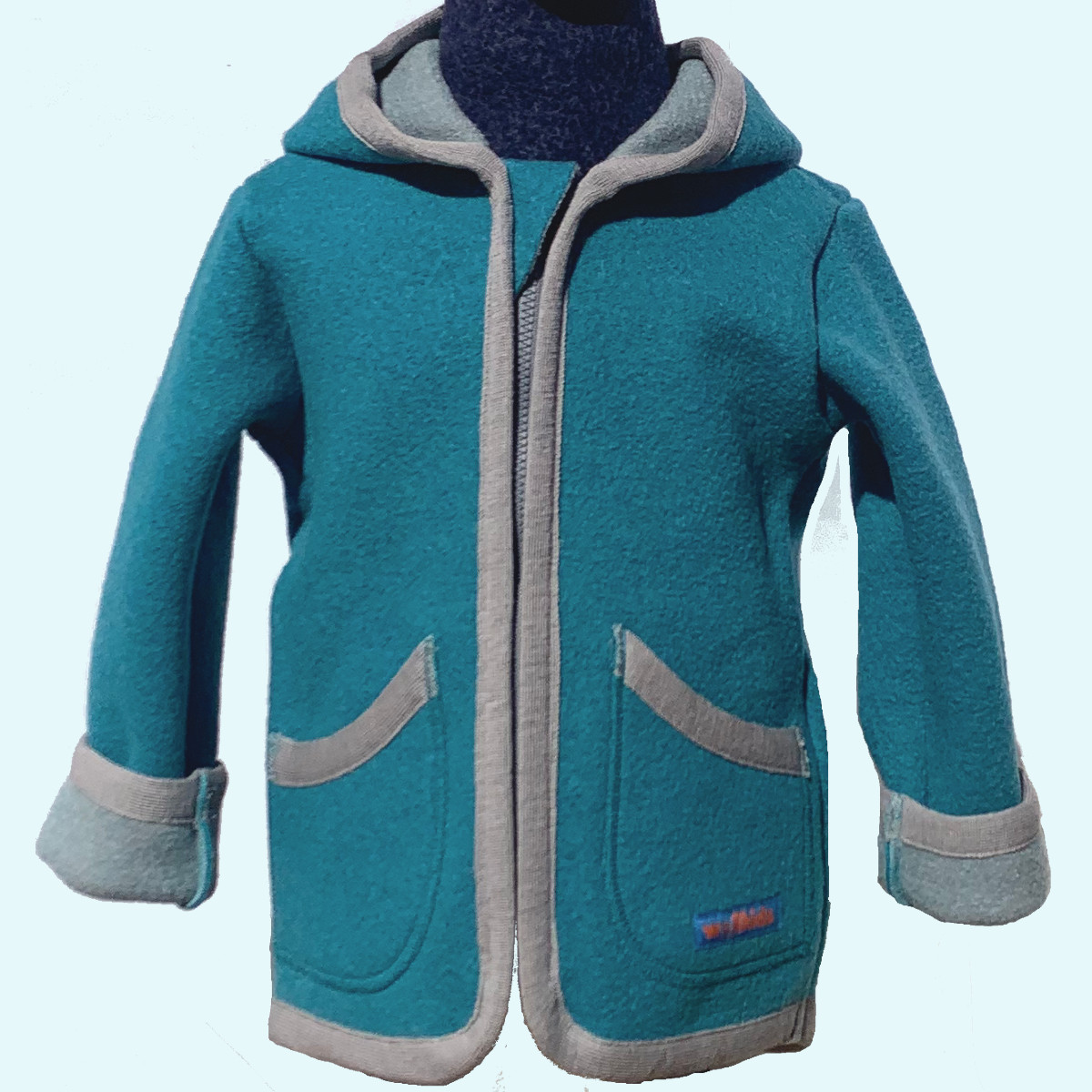 Wollkids Kinder Wollwalkjacke doubleface 100% Merinowolle mit Reißverschluss & Kapuze