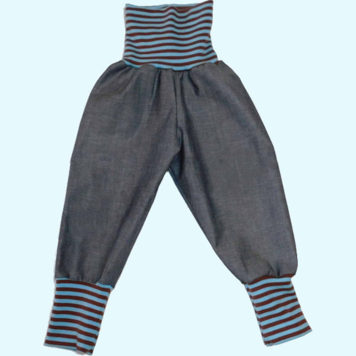 Wollkids Baby Hose mit Nabelbund 100% Bio Baumwolle in Farbe Jeans Sanfte Wollkids Baby Hose mit Nabelbund aus 100% Bio Baumwolle ideal im Sommer - Farbe Jeans grau