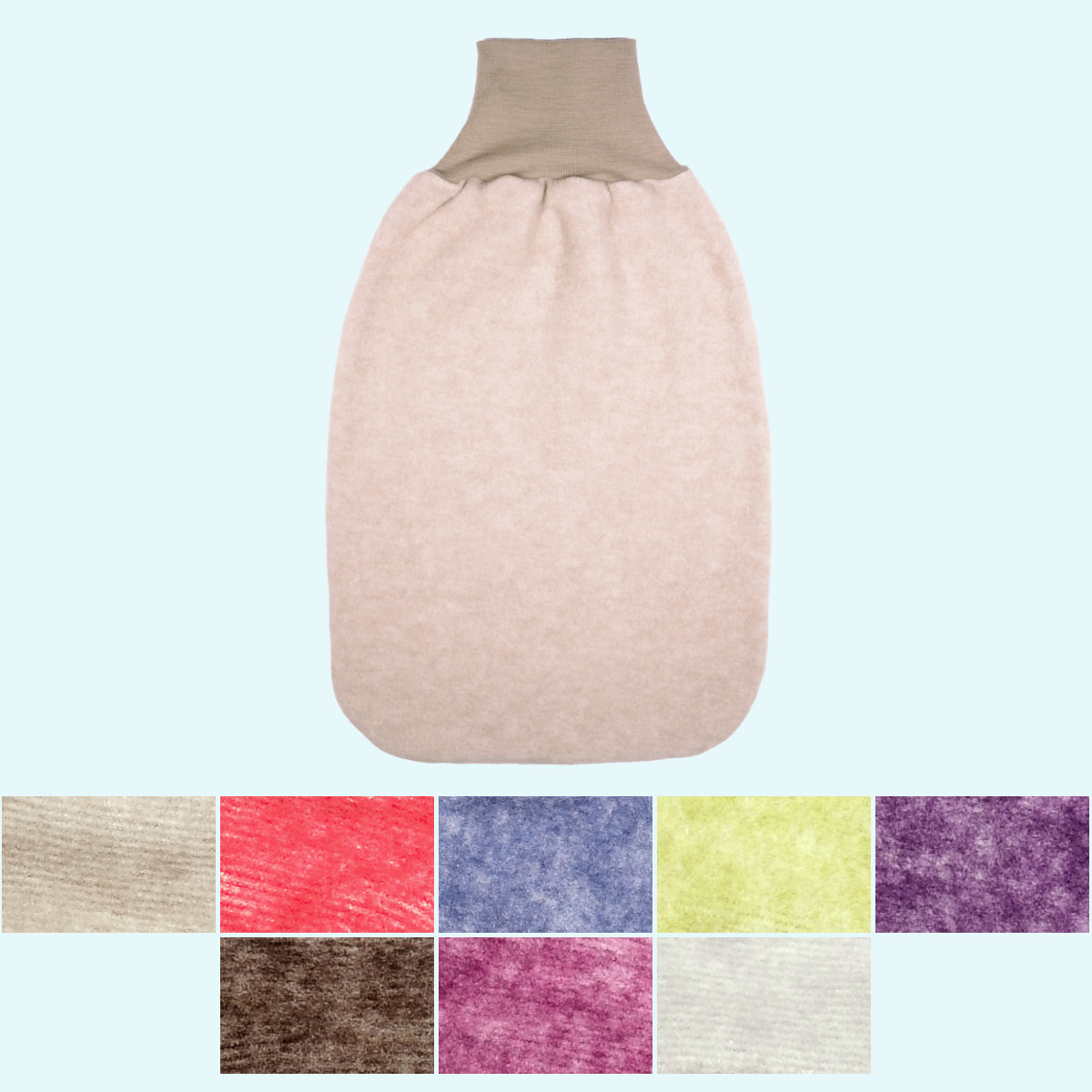 Baby Strampel- / Puck- / Schlafsack Wollfleece farbig uni GOTS