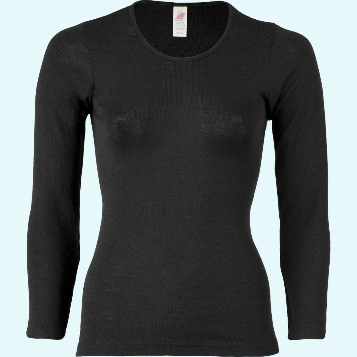 Damen Shirt langarm Wolle Seide farbig uni GOTS