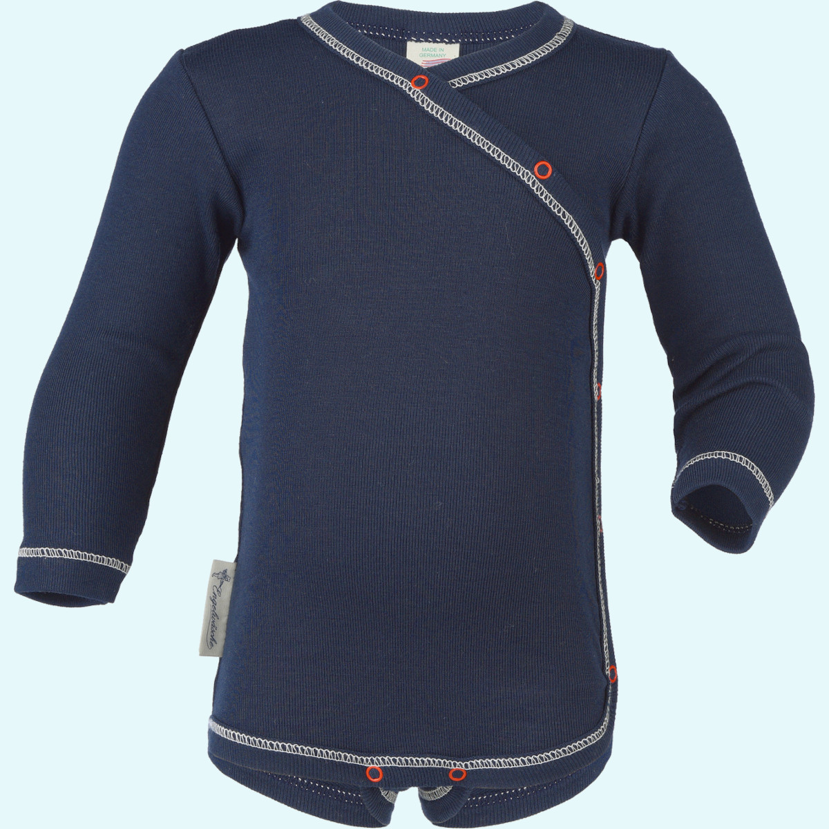 SALE - Frühchen & Baby Wickelbody langarm BIO Baumwolle Engel 44 & 50 SALE - Frühchen & Baby langarm Wickelbody natur & indigo von Engel in Größe 44 & 50 aus BIO Baumwolle für den Sommer IVN BEST