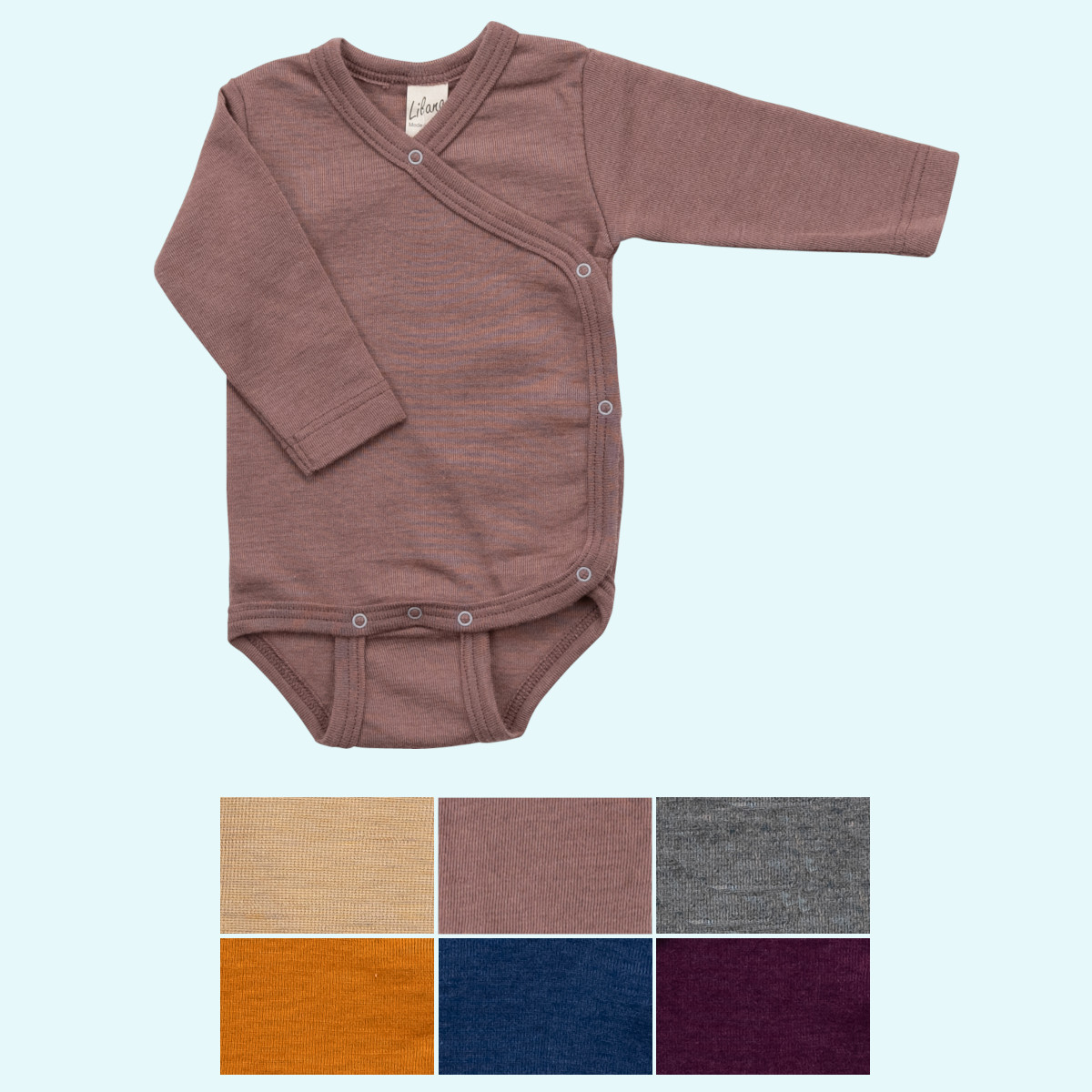 Baby Wickelbody Wolle Seide Langarm farbig uni GOTS