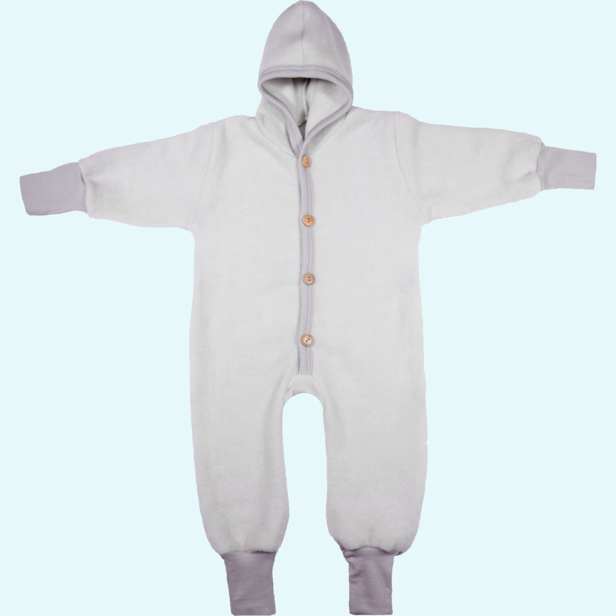 Flauschiger Wollfleece Overall für Babys von Cosilana Wollfleece Winter Overall für Babys mitwachsend mit Kapuze von Cosilana aus BIO merino Schurwolle & Baumwolle - ideal für empfindliche Haut GOTS